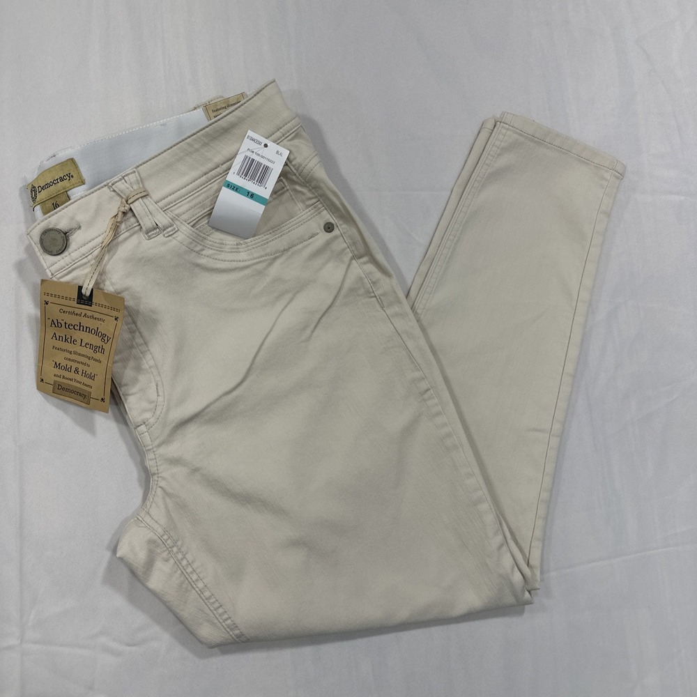 Democracy Women's Ab Solution Ankle Jeans (Blanched Almond) Beige Stretch 16 NWT